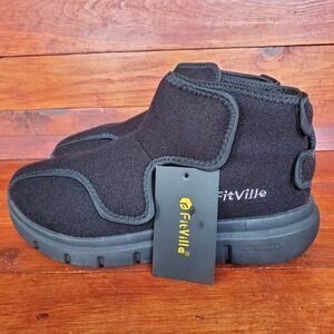 FitVille Diabetic Boots Women 10.5 Wide Warm Fur Lining Shoes Winter New
